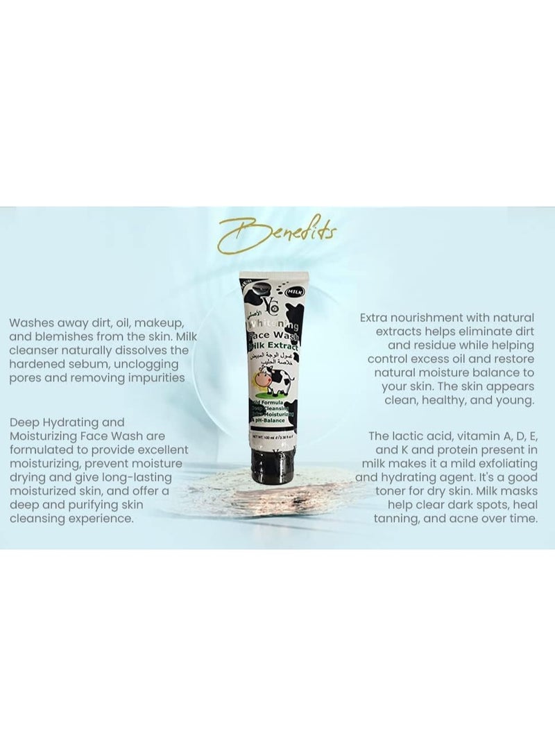 YC Whitening face wash with milk extract 100ml - Image 3